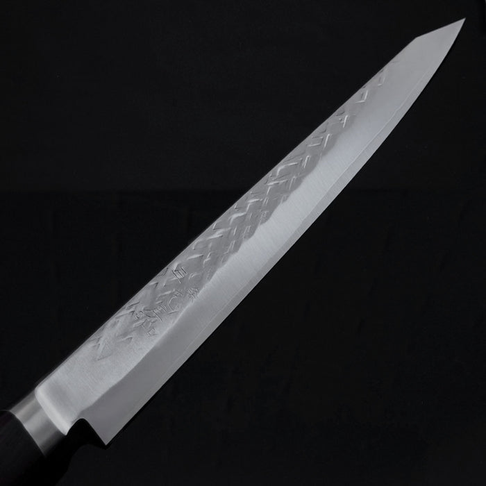Tadafusa SLD Sujihiki 240mm Hammered Ebony Handle Blade