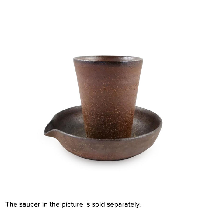 Kanayama Matte Brown Mokkiri Sake Cup 4.5 fl oz with a Saucer