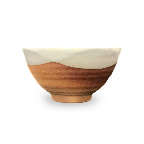 Kanayama Yukiguni White x Matte Brown Rice Bowl Chawan 12 fl oz / 4.9