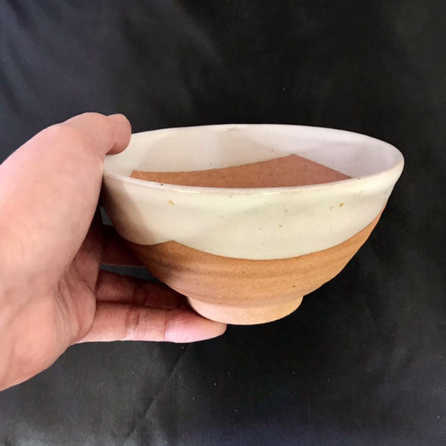 Kanayama Yukiguni White x Matte Brown Rice Bowl Chawan 12 fl oz / 4.9" dia
