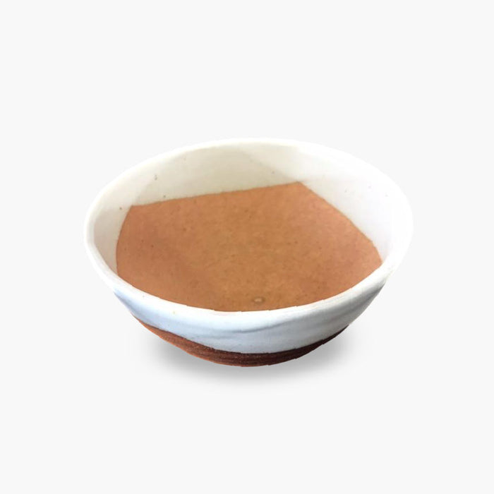 Kanayama Yukiguni White x Matte Brown Rice Bowl Chawan 12 fl oz / 4.9" dia