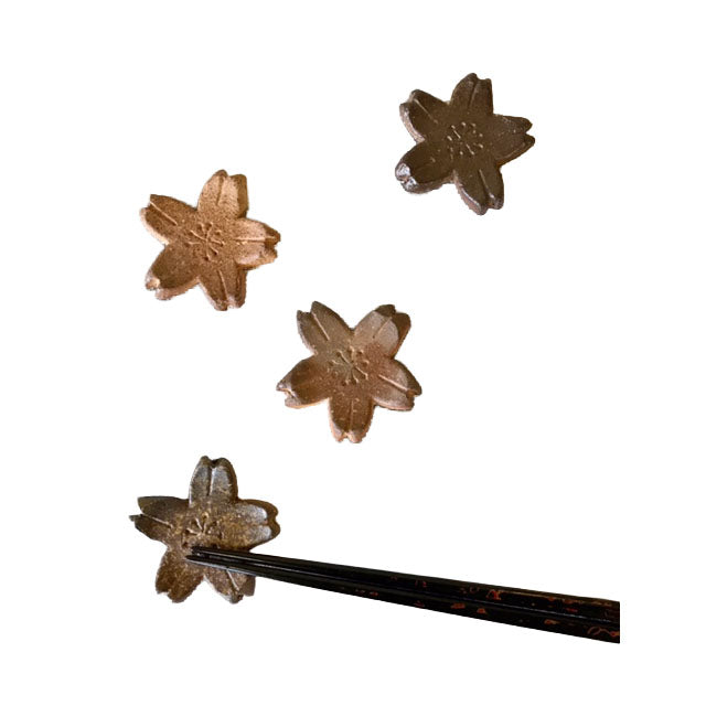 Kanayama Matte Brown Sakura Chopstick Rest Hashioki
