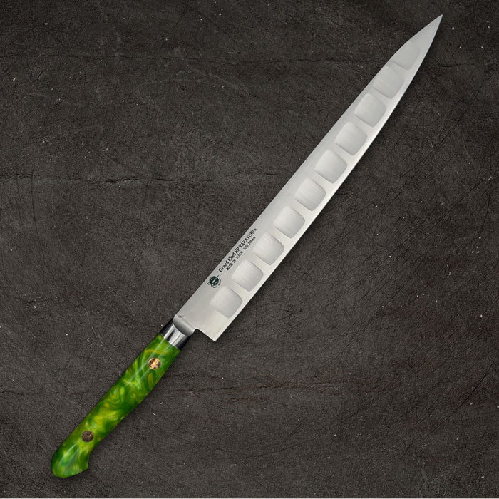 Sakai Takayuki Grand Chef SP Type III Sujihiki 240mm Jungle-Green Stabilized Hybrid Resin Handle