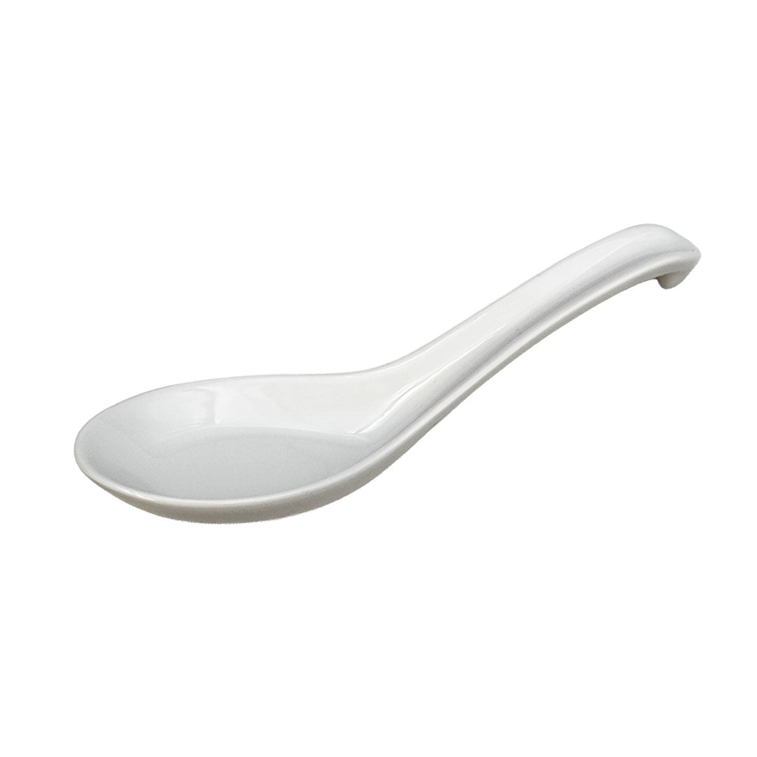 White Ceramic Renge Ramen Spoon 6" Length
