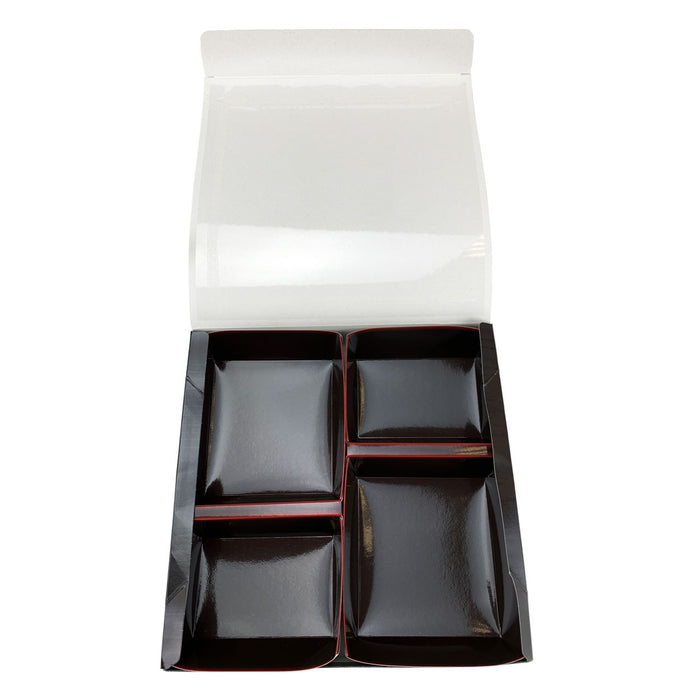 [Clearance] Kokutan Paper Square Takeout Shokado Bento Box with 4-Compartment 9.5" x 9.5" (50 bento box sets)