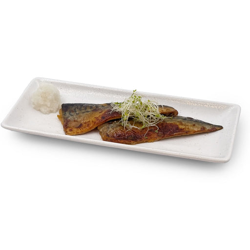 Melamine Kobiki White Grainy Rectangular Plate with grilled fish filets