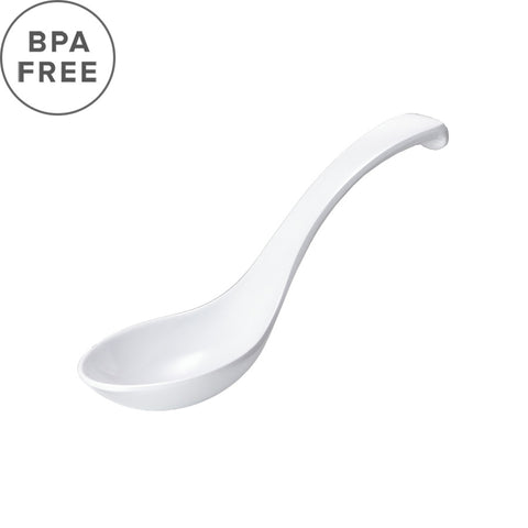 [Clearance] Melamine Large White Renge Ramen Spoon with Carved Handle 6.7