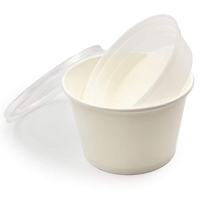 White Paper Waterproof Takeout Bowl with Lid & Inner Trays 53 fl oz - Set of 300