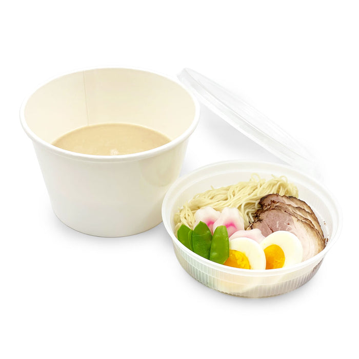 White Paper Waterproof Takeout Bowl with Lid & Inner Trays 53 fl oz - Set of 300