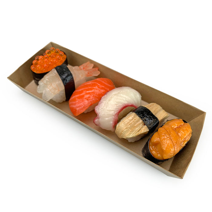 Kraft Greaseproof Paper Takeout Sushi Tray 8.5" x 3" (400/case) - No Lids