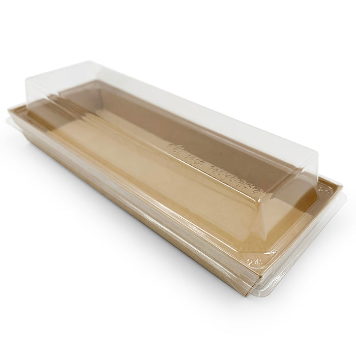 Kraft Greaseproof Paper Takeout Sushi Tray 8.5" x 3" (400/case) - No Lids