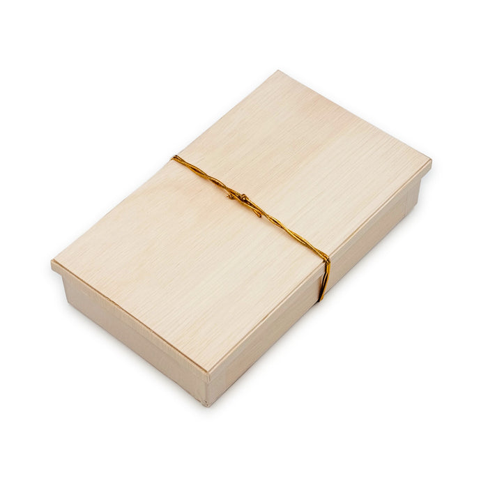 Wooden Rectangular Takeout Bento Box Medium 7.5" x 4.5" (25/pack) - W/ Lid