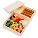 Wooden Square Takeout Bento Box 6.7" x 6.7" (25/pack) - W/ Lid