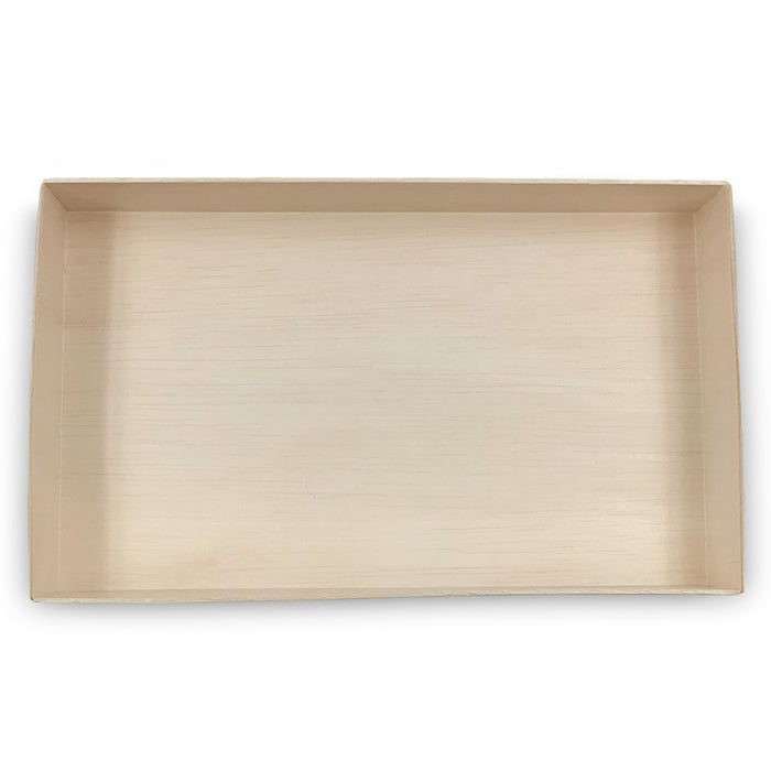 Wooden Rectangular Takeout Bento Box Large Wide 9" x 5.5" (25/pack) - W/ Lid