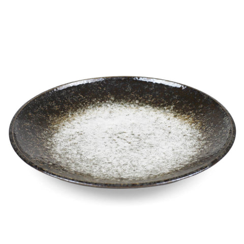Namishibuki White Splashed Black Dinner Plate 10