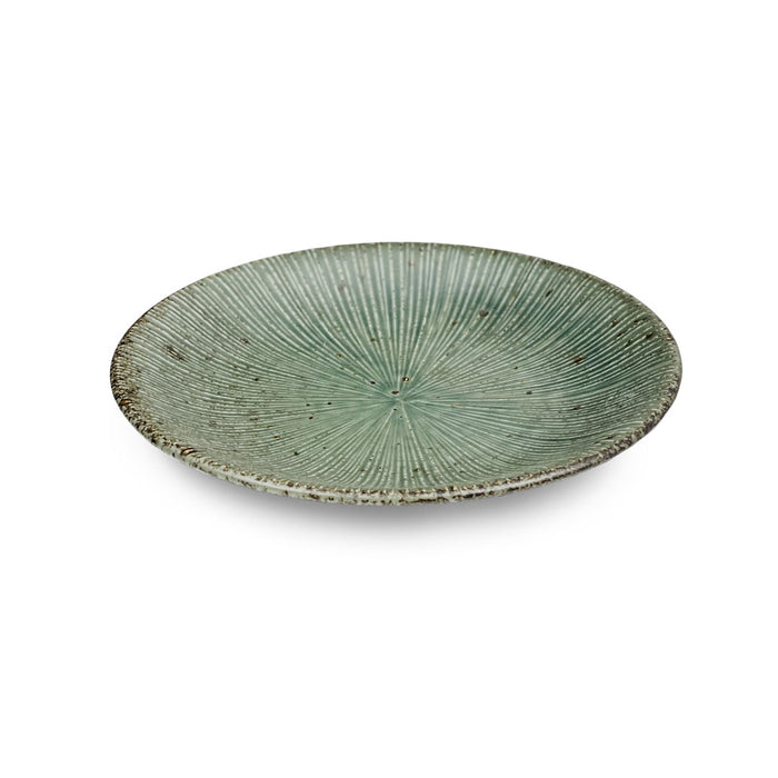 Rusty Moss Green Sendan Line Textured Round Salad Plate 7.1" dia