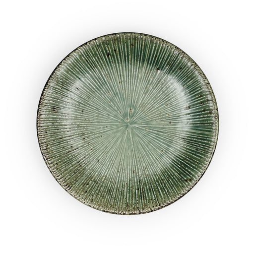 Rusty Moss Green Sendan Line Textured Round Salad Plate 7.1" dia