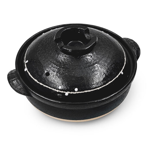 Kuroyu Black x White Line Donabe Clay Pot 90 fl oz / 10" dia