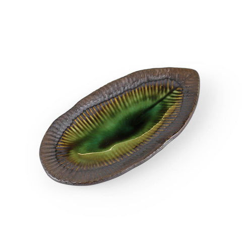 Bronze x Oribe Green Leaf Shaped Plate 8.5