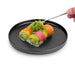 Noble Black Stackable Salad Plate 8.25" dia with Sushi Rolls