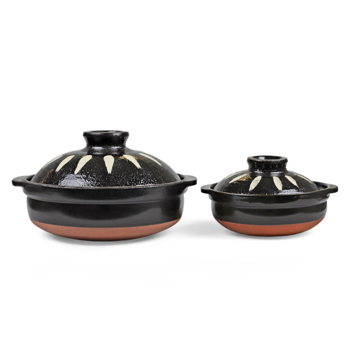 Black Tokusa Ceramic Coated Donabe Earthenware Pot 37 fl oz & 83 fl oz