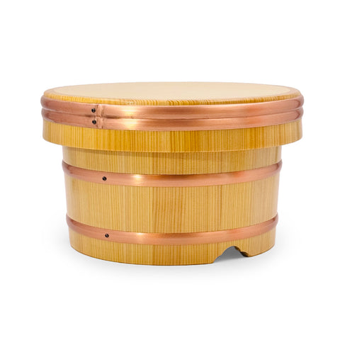 Sawara Cypress Anti-Crack Coated Ohitsu (Edobitsu) Sushi Rice Jar 42.5 fl oz / 9.4