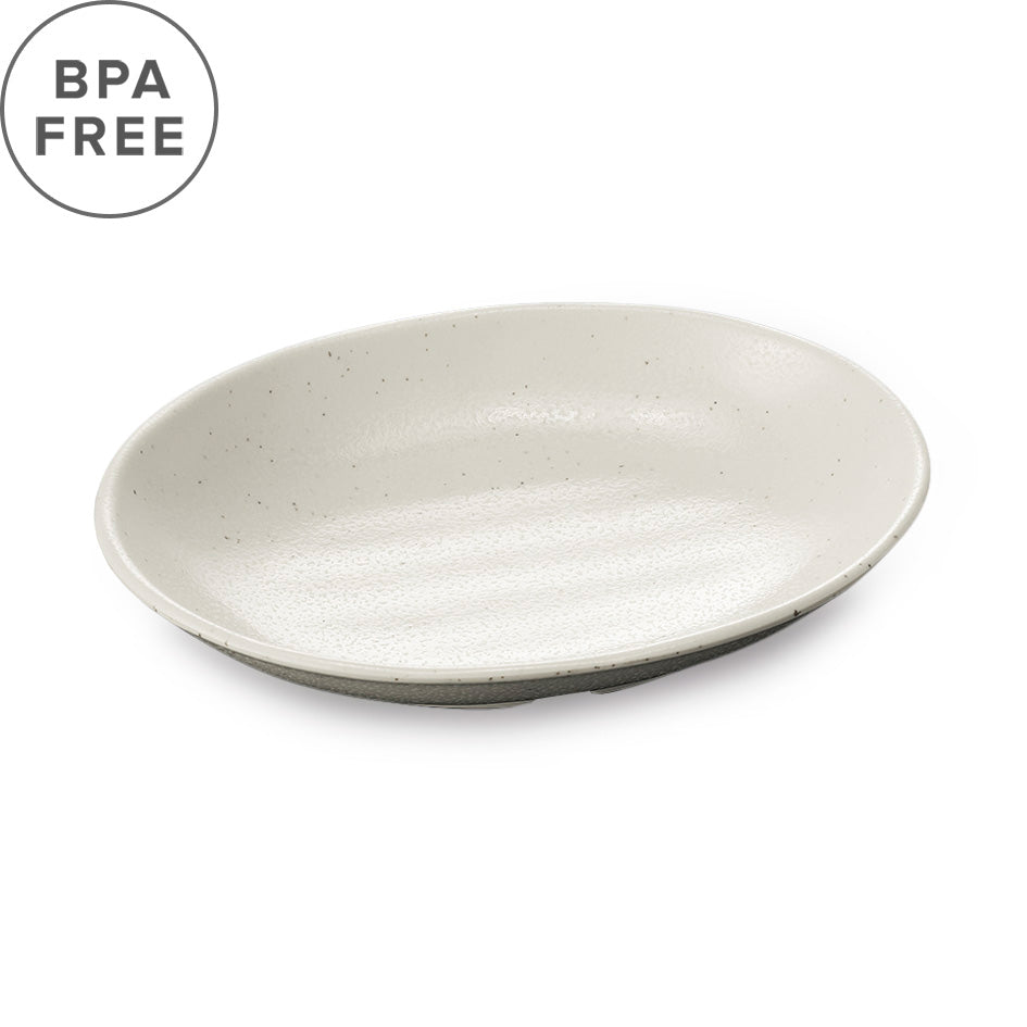 Melamine Kobiki White Grainy Oval Plate 8.8