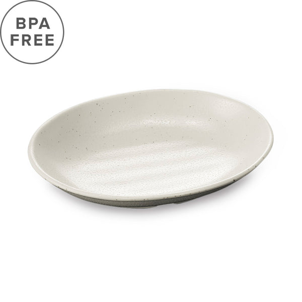 ミカズキッチン プレート Melamine Kobiki White Grainy Oval Plate 8.8