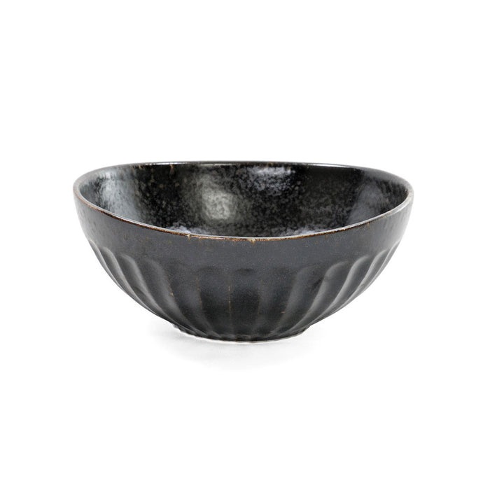 [Clearance] Black Kessho Kobachi Bowl Shaved Design 22 fl oz / 6.25" dia