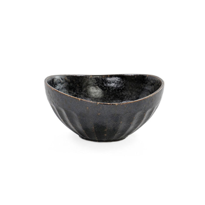 [Clearance] Black Kessho Kobachi Bowl Shaved Design 7 fl oz / 4.25" dia
