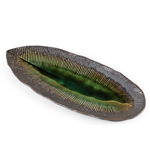 Bronze x Oribe Green Leaf Shaped Plate 13