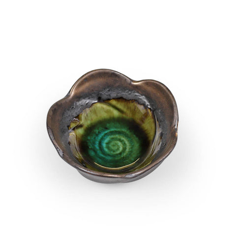 Bronze x Oribe Green Ume Flower Shaped Kobachi Appetizer Bowl 4.5 fl oz / 3.9