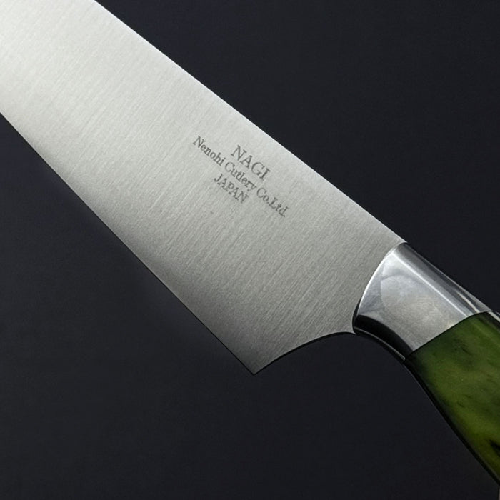 Nenohi Nagi Utility Petty 180mm (7.1") Green Jigged Bone Handle with Saya Cover Back engrave