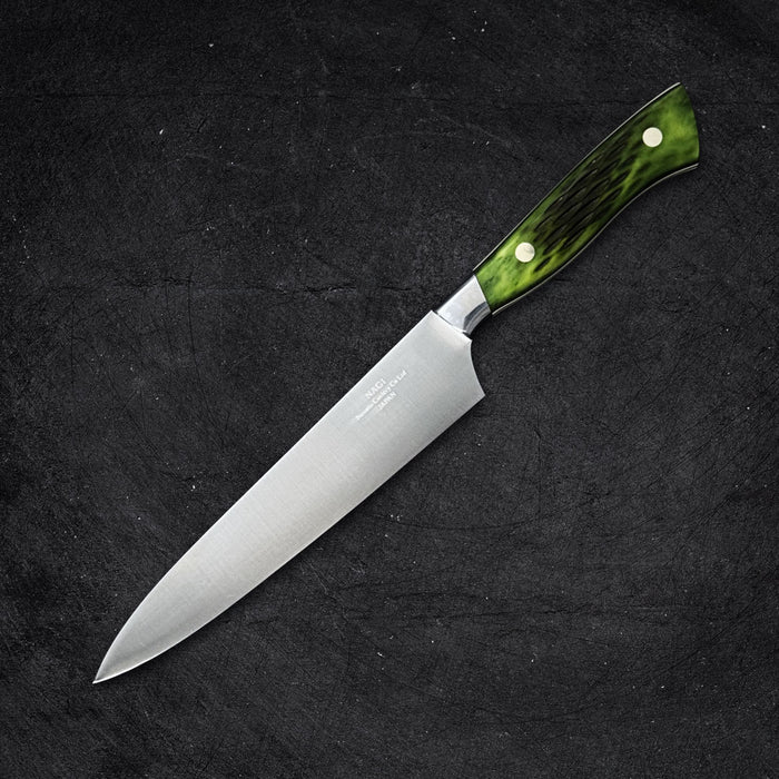 Nenohi Nagi Utility Petty 180mm (7.1") Green Jigged Bone Handle with Saya Cover Back Side