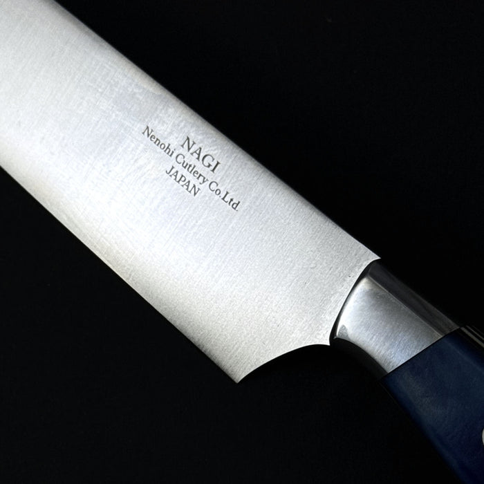 Nenohi Nagi Sujihiki 270mm Blue Jigged Bone Handle with Saya Cover Back Engrave