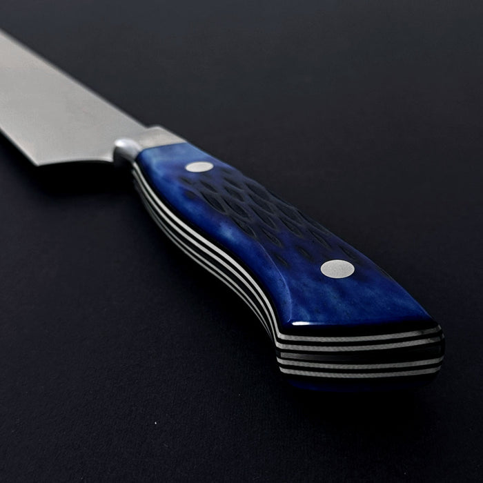 Nenohi Nagi Sujihiki 270mm Blue Jigged Bone Handle with Saya Cover Handle