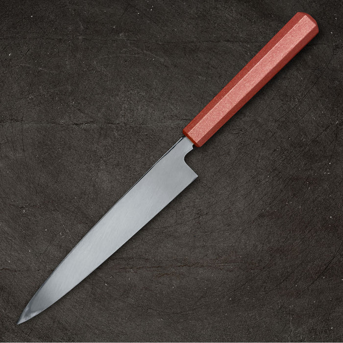 Sakai Takayuki Nanairo Inox Yanagi 210mm Vermilion Lacquered Handle Back