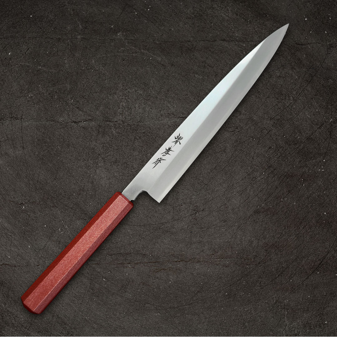 Sakai Takayuki Nanairo Inox Yanagi 210mm Vermilion Lacquered Handle