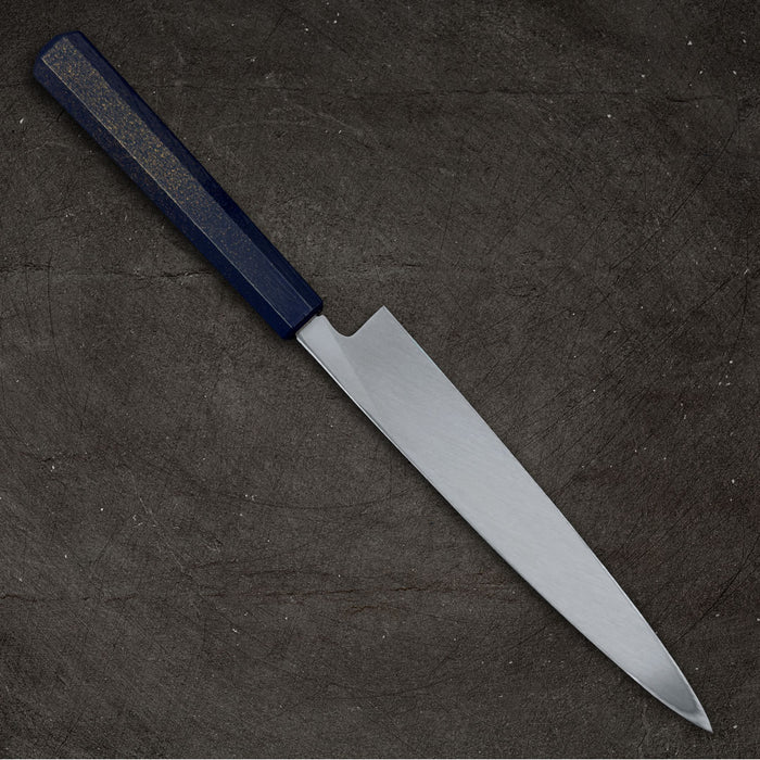 Sakai Takayuki Nanairo Inox Yanagi 210mm Indigo Lacquered Handle Back