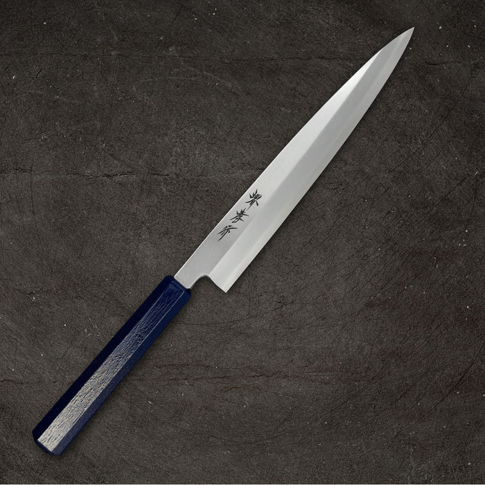 Sakai Takayuki Nanairo Inox Yanagi 210mm Indigo Lacquered Handle