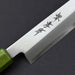 Sakai Takayuki Nanairo Inox Yanagi 210mm Green Lacquered Handle Engrave