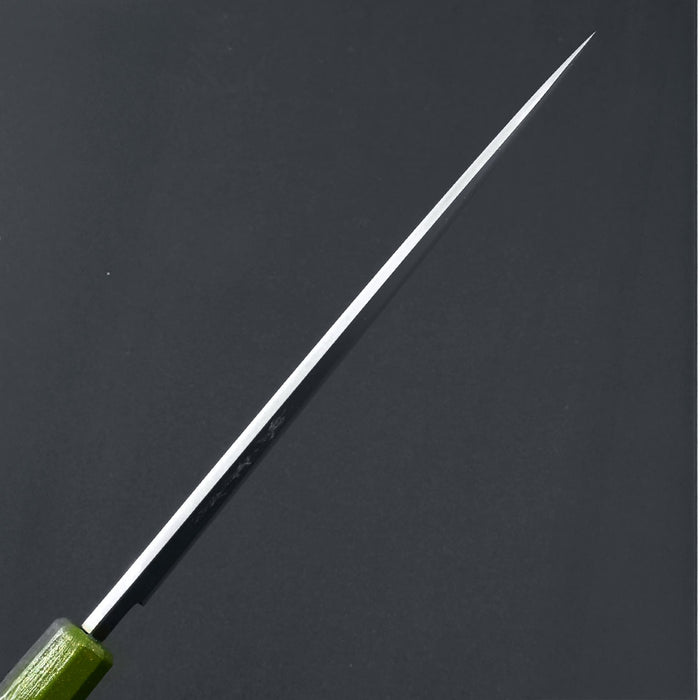 Sakai Takayuki Nanairo Inox Yanagi 210mm Green Lacquered Handle Spine