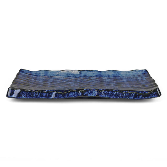 Textured Ocean Blue Rectangular Plate 12.9" x 6.3"