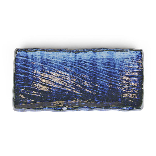 Textured Ocean Blue Rectangular Plate 12.9" x 6.3"