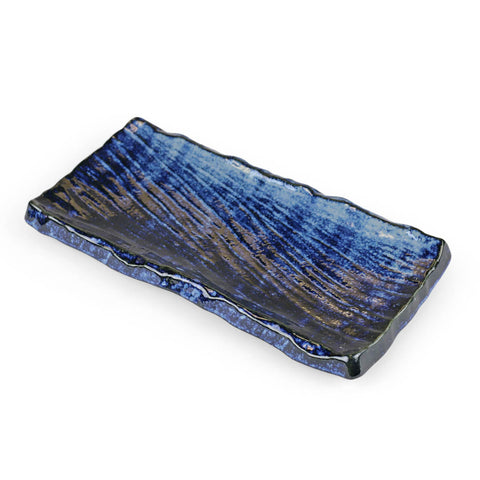 Textured Ocean Blue Rectangular Plate 12.9