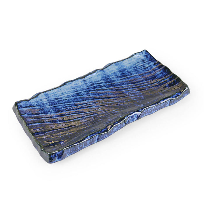 Textured Ocean Blue Rectangular Plate 12.9
