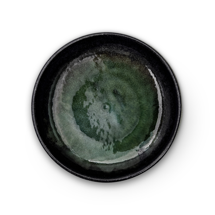 Textured Black x Glossy Green Pasta Plate 7.25" dia