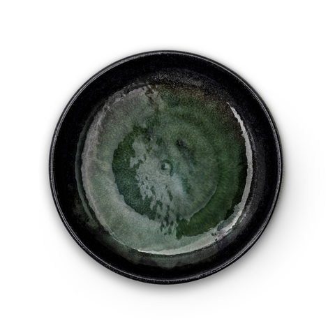 Textured Black x Glossy Green Pasta Plate 7.25
