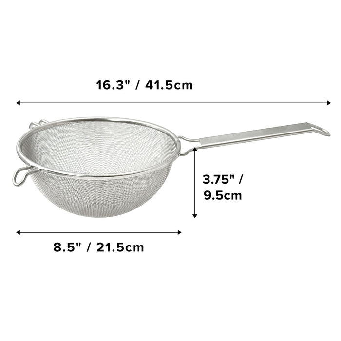 Three Snow Heavy Duty Pro Stainless Steel Fine Mesh Strainer 8.5" dia
