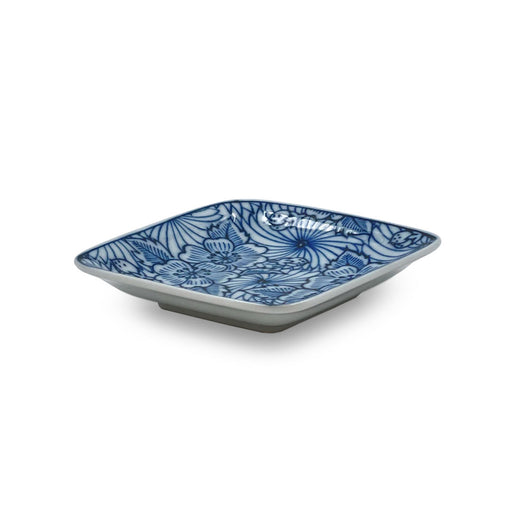 Blue Sakura Motif Soy Sauce Dish 3.5" x 3.5"